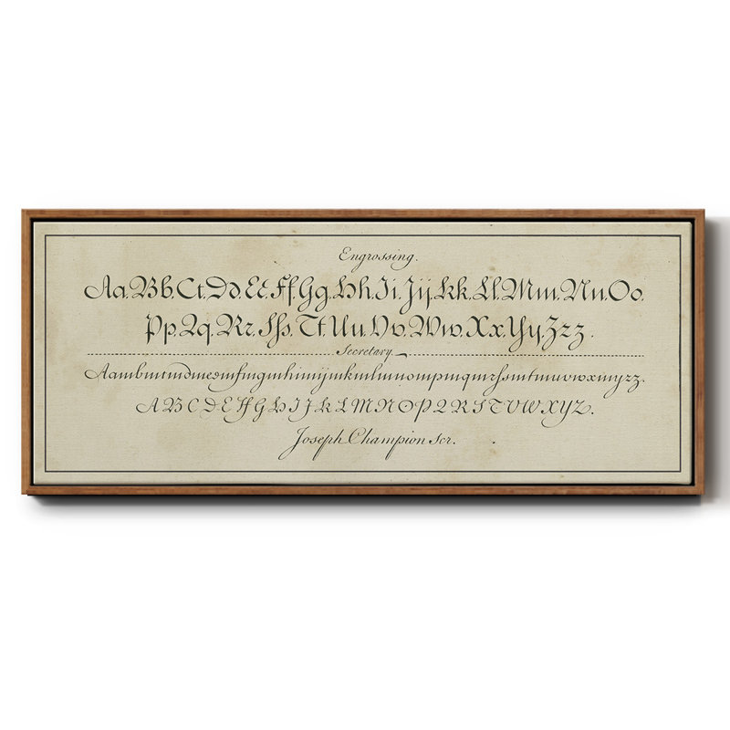 Manuscrit de l'échantillonneur en V - toile encadrée, H 20 po x l 50 po