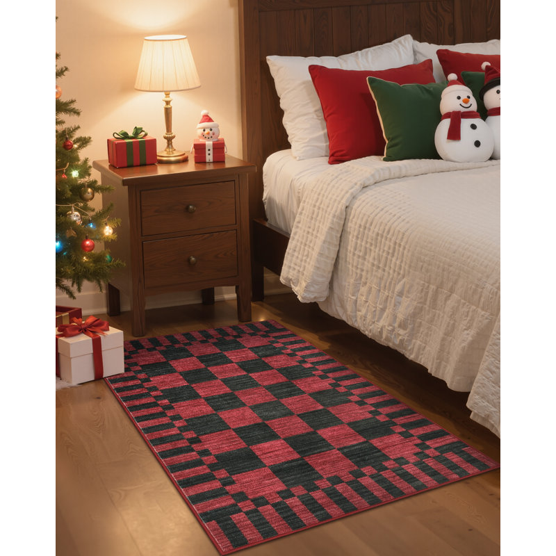 Checkered Rug for Living Room Washable Bedroom Rugs Non Slip Back Modern Classic Area Rug for Kids Boys Bedroom Home Decor Carpet for Dining Room Office