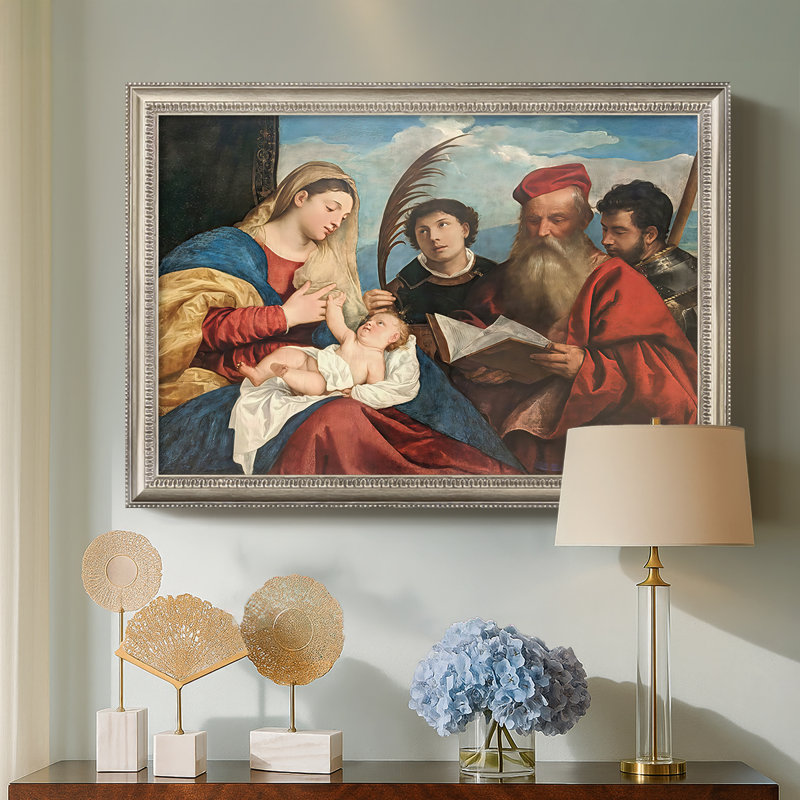 Marie et l'enfant avec les saints Stephen, Jerome et Maurice, v. 1510 - Titien (Tiziano Vecelli) - Toile encadrée sur mesure