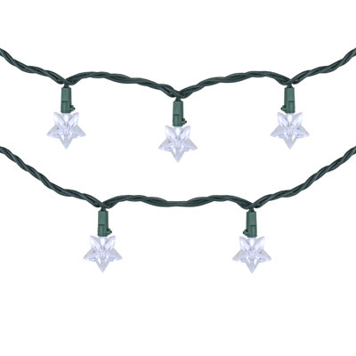 10-Count Pure White LED Star Christmas Light Set 4ft Green Wire