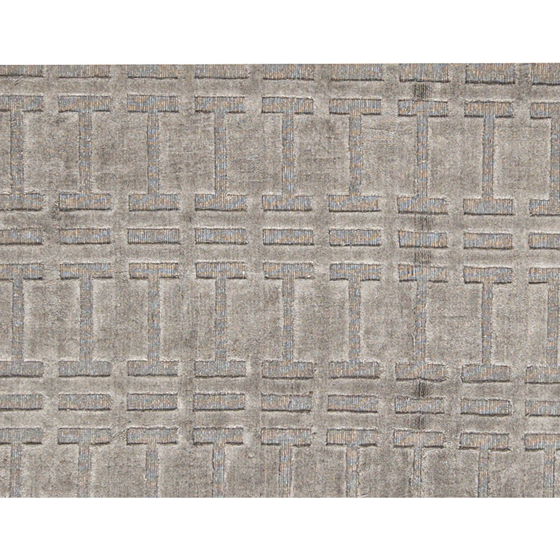 Wool Geometric Area Rug in Gray, Rectangle 8' x 9'11"