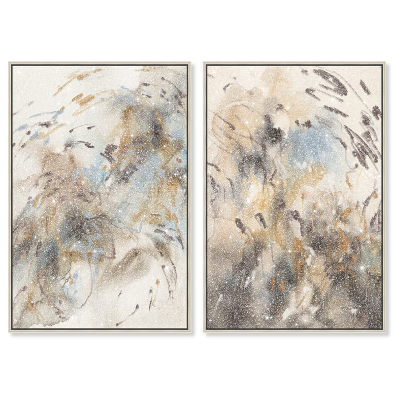 Mindfulness Set Canvas Abstract Print by Oliver Gal, Black Frame, 10 x 15, 11"H x 16"W, Silver Floater Frame