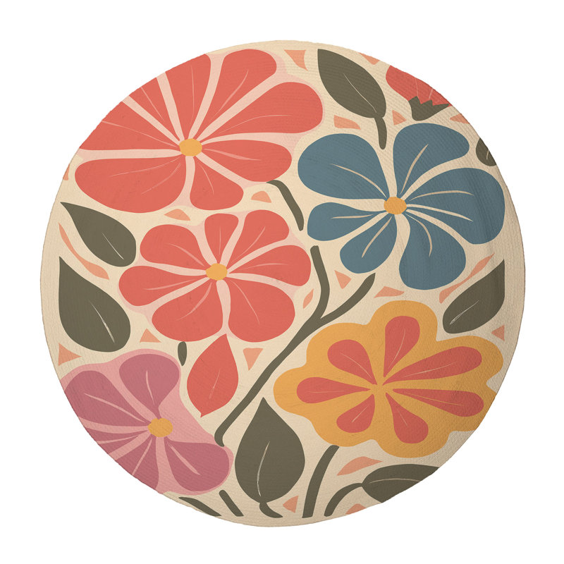 Fresh Bloom Braided Rug, Rond 5 pi