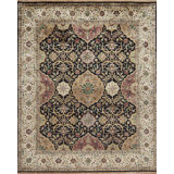 Silver Screen Hand Knotted Wool Area Rug in Black/Cream