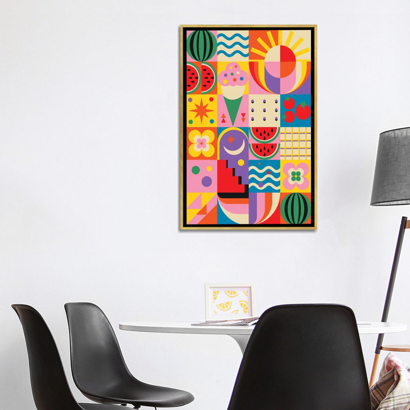 «Summer Time», reproduction d'art sur toile encadrée, H 40 po x l 26 po, Toile à cadre flottant sans passe-partout, Doré