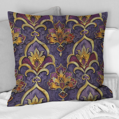 Coussin décoratif traditionnel mauve doré Glam Trellis II
