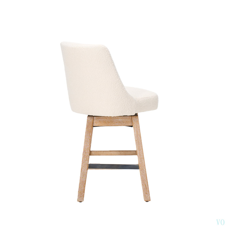 Ensemble de 2 tabourets de bar pivotants à 360 ° à hauteur de comptoir de 26 po avec dossier, tabourets de bar style Mid-Century rembourrés avec pieds en bois massif pour îlot de cuisine