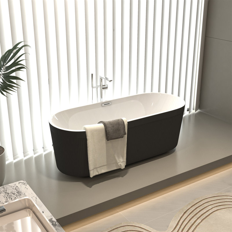 Baignoire autoportante 59 po en acrylique avec design plissé unique
