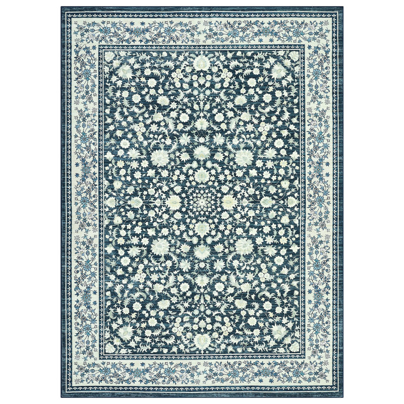 Area Rugs Vintage Washable Area Rug  Large Low Pile Non-Slip Carpet – Classic Blue-Red Floor Mat for Living Room, Bedroom, Dining Room, Playroom, Home Office