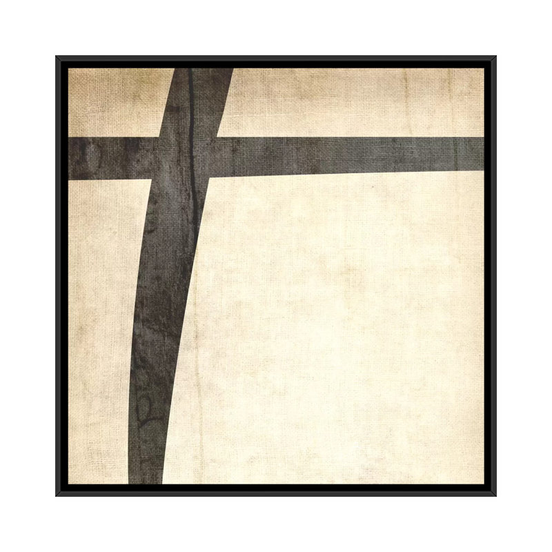 «Plus - Bleached Linen», art textuel sur toile en beige et brun, H 18 po x l 18 po x P 1,5 po, Toile avec cadre noir