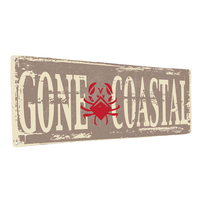 «Gone Coastal Metal» sur métal, H 4,25 po x l 11,5 po