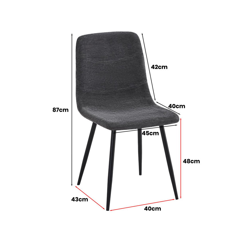 Fabric Upholstered Metal Side Chair, 4, Gray