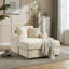 Nouvelle chaise longue rembourrée en velours côtelé pour le bureau du salon - Sac à magazines, coussins amovibles, porte-gobelets doubles, confort pour les jambes longues, assise confortable, matériau, design moderne, couleur beige, facile-118758354