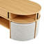 Table basse multifonctionnelle ovale avec rangement et 4 tabourets en tissu, parfaite pour les espaces de vie compacts et l'utilisation familiale