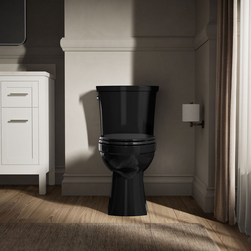 Kelston Comfort Height Two-Piece Elongated 1.28 Gpf Toilet With Left-Hand Trip Lever, Black, Left-Hand