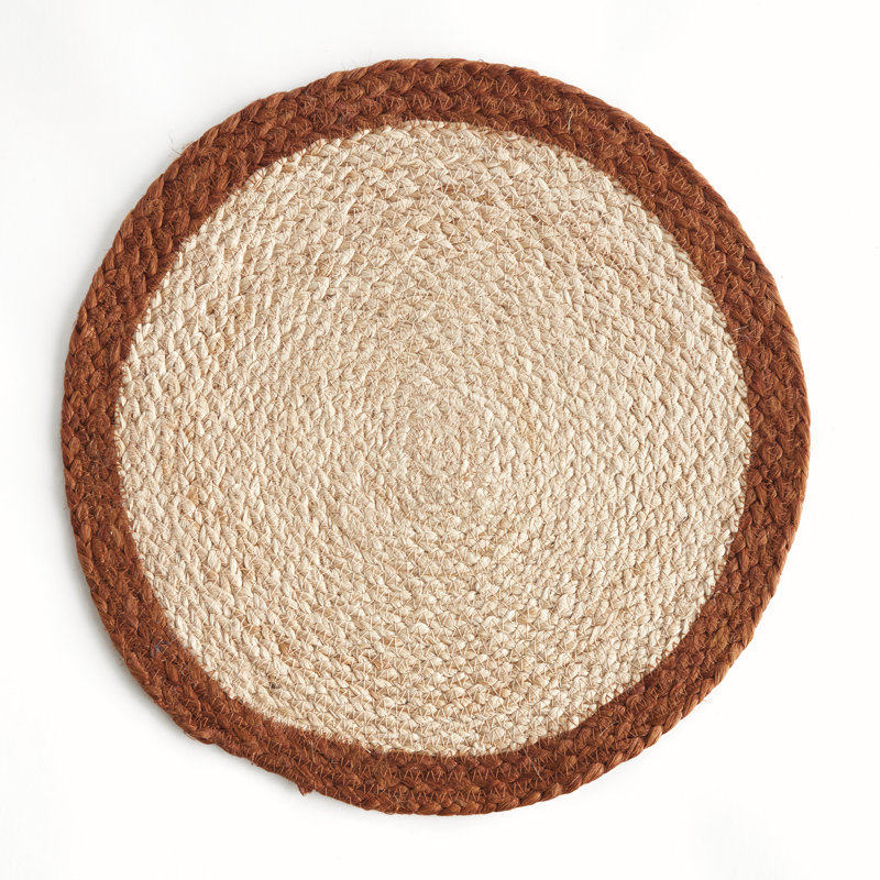 Napperon rond en jute, ensemble de 8, Rouge/brun clair