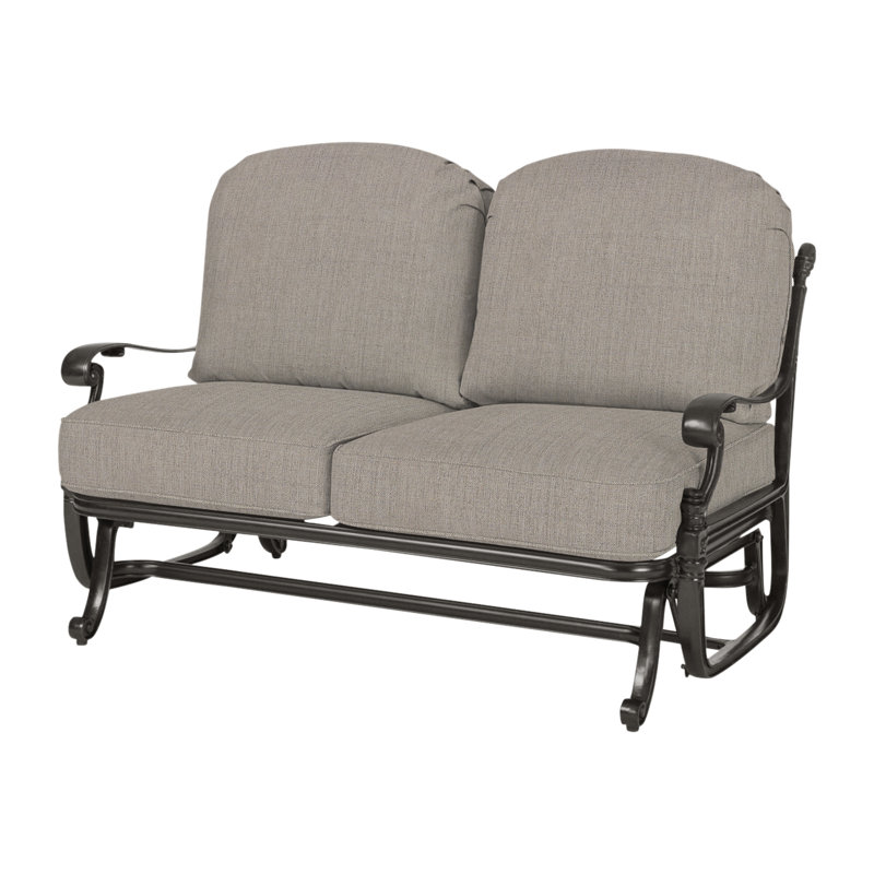 Florence Outdoor Loveseat Glider with Sunbrella Cushions, Cast Ash Sunbrella® Plainweave, Desert Bronze