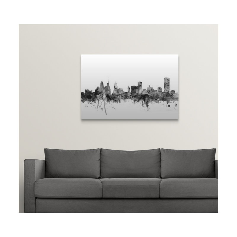 «Buffalo New York Skyline» par Francy, impression, H 32 po x l 48 po x P 1,5 po, Toile