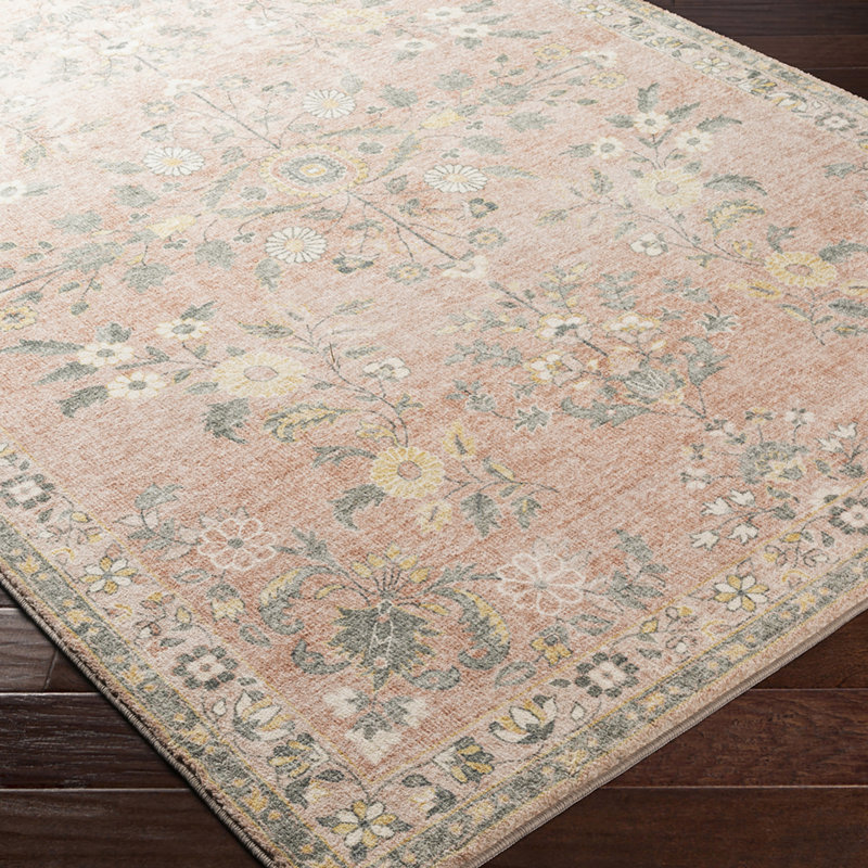 Erin Floral Pink Area Rug, Rectangle 200 x 275 cm