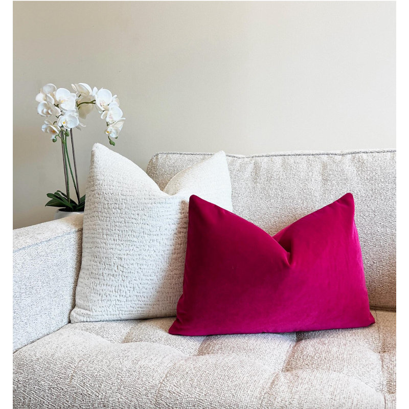 Housse de coussin en chenille unie, Blanc, H 20 po x l 20 po 1
