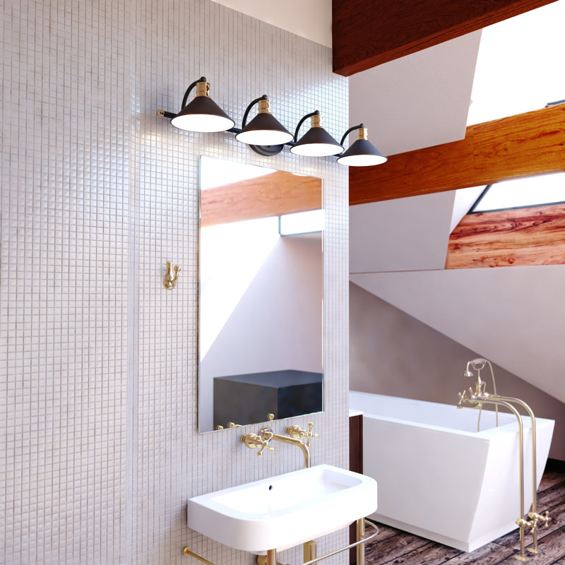 Éclairage tamisé pour meuble-lavabo Tamar, Noir mat et laiton naturel, 4