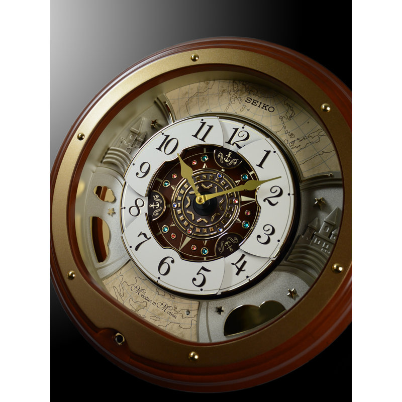 QXM381BRH Melodies In Motion Clock, Brown