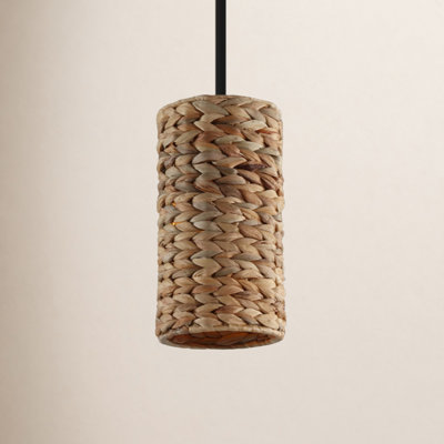 Dimmable Handwoven Rattan Single Light Pendant