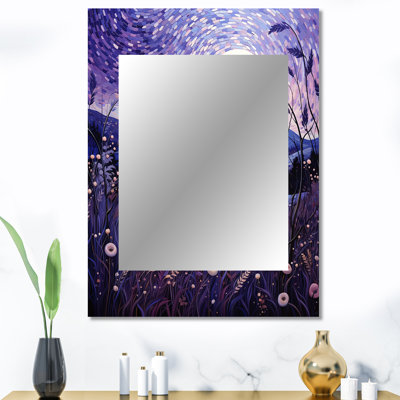 Lavande enchanteresse lavande pointillisme I - miroir mural champs lavande, miroir décoratif traditionnel, impression d'art en métal