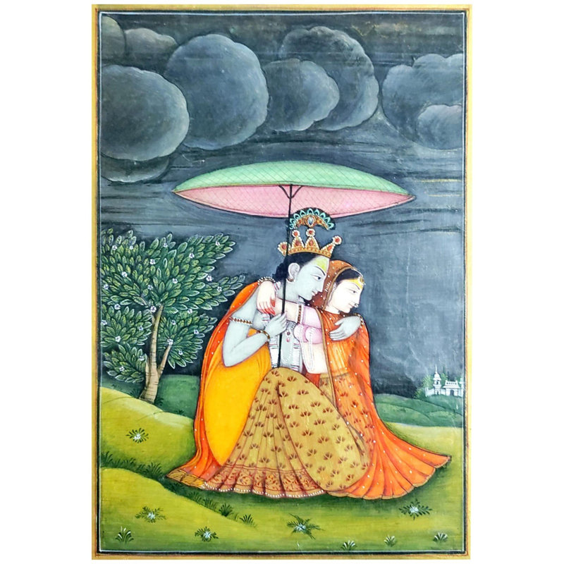 Radha Krishna ensemble | Aquarelle de Gaurav Rajput