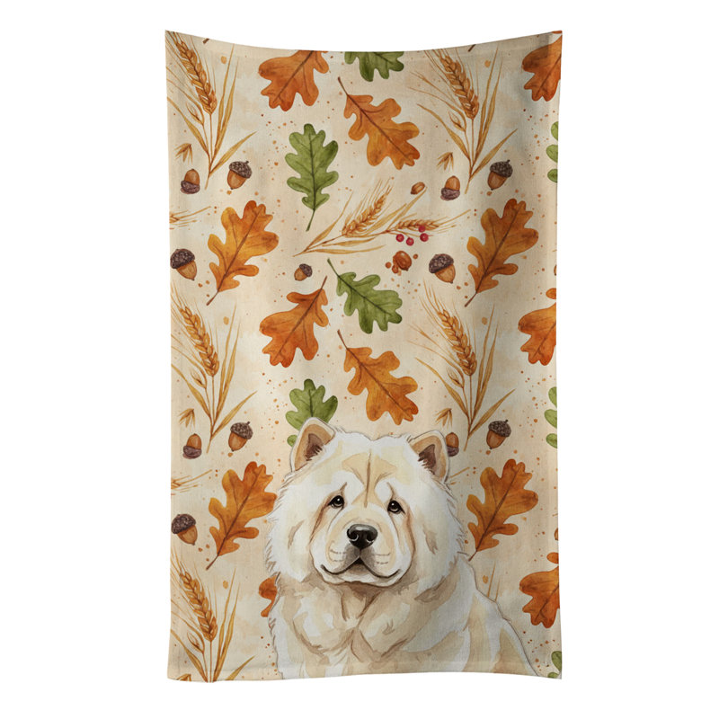 Cream Chow Chow Heirloom Fall Kitchen Towel, Cream Chow Chow
