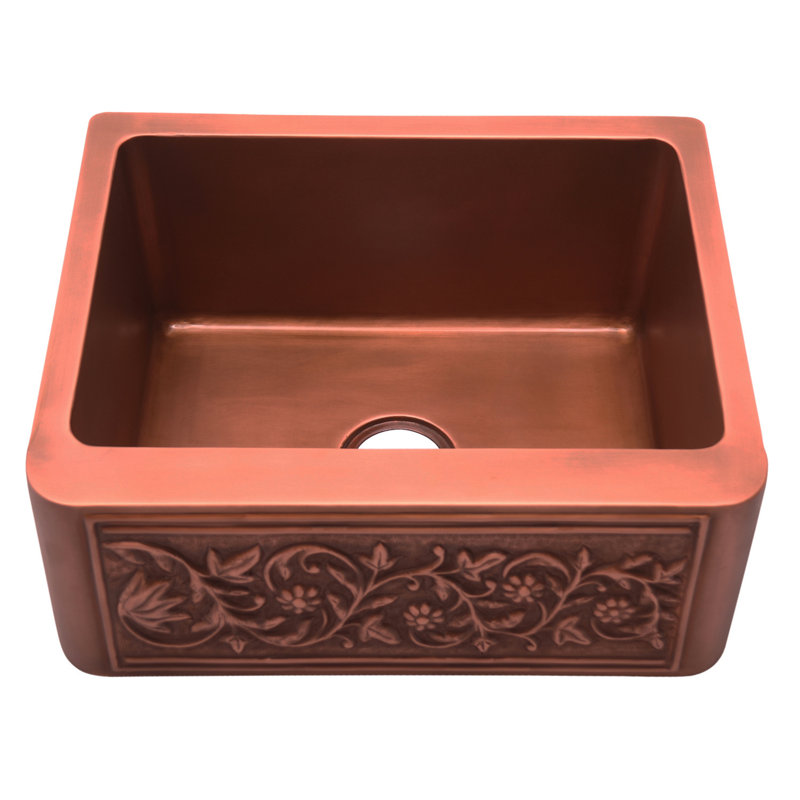 Cilantro 33'' L Single Bowl Copper Kitchen Sink