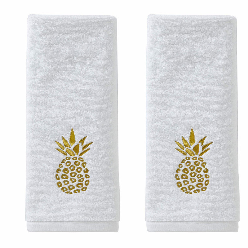 Gleaming Pineapple Hand Towels - 2 Pack, White, Small