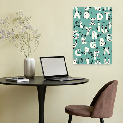 Whimsical Alphabet Animals Playful Whimsical Contemporary Animal Wall Art Print