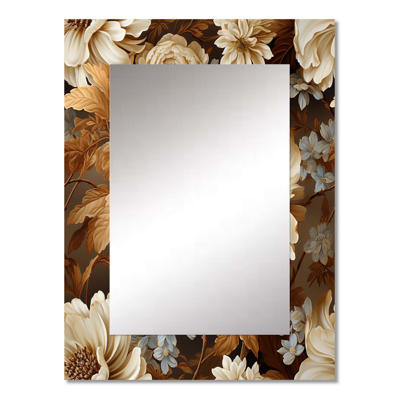Rustic Brocade Elegance Victorian Pattern - Floral Mirror Wall Decor, 32" x 24"