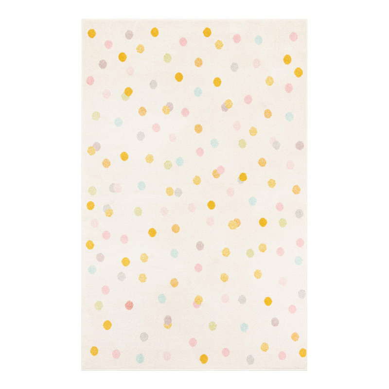 Polka Dots Machine Woven Polypropylene Plastic Rug, Rectangle 5'3" x 8'