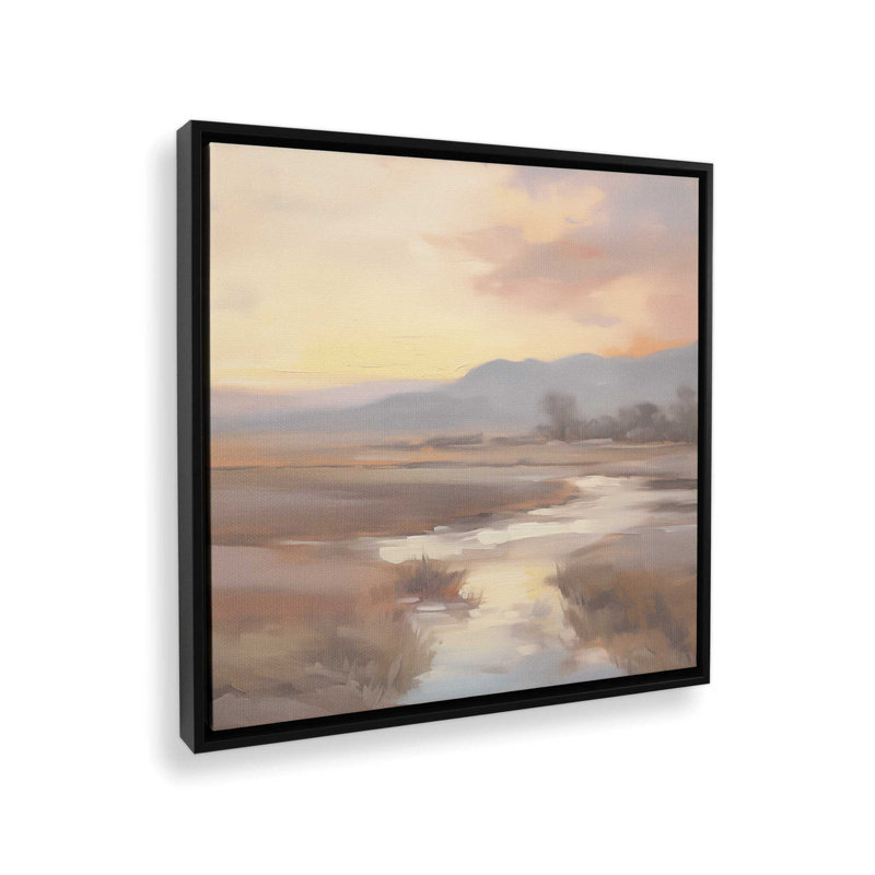«Meadow Glow at Sunset», reproduction sur toile, H 24,75 po x l 24,75 po x P 1,75 po, Cadre noir