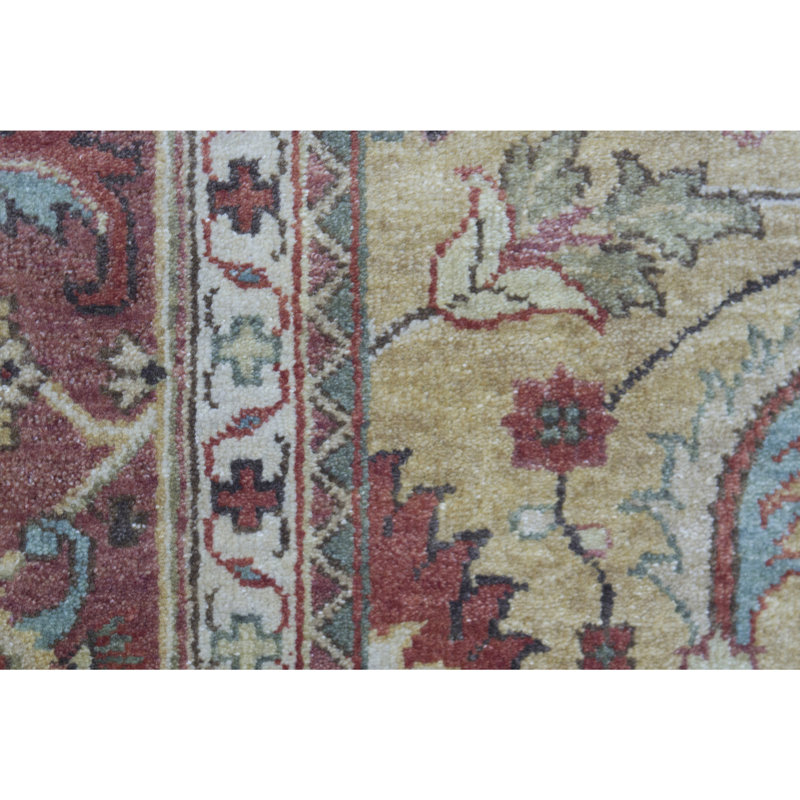 Tapis doré et rouille de haute qualité noué à la main
