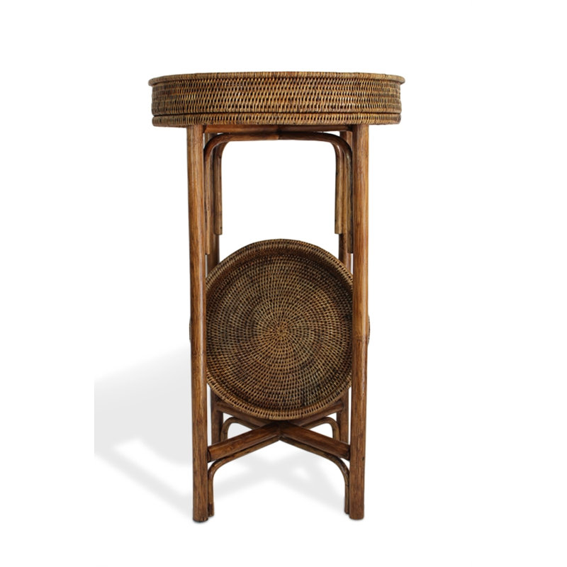 Table d'appoint ronde avec plateau amovible, Brun antique