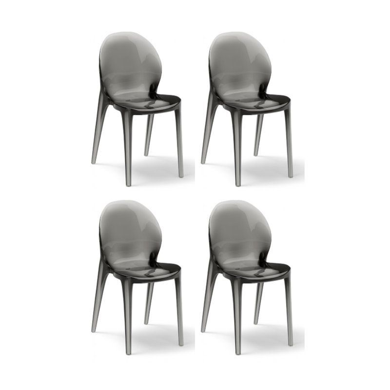 SET OF 4 POLYCARBONATE CHAIRS RUBY - RED, Grey