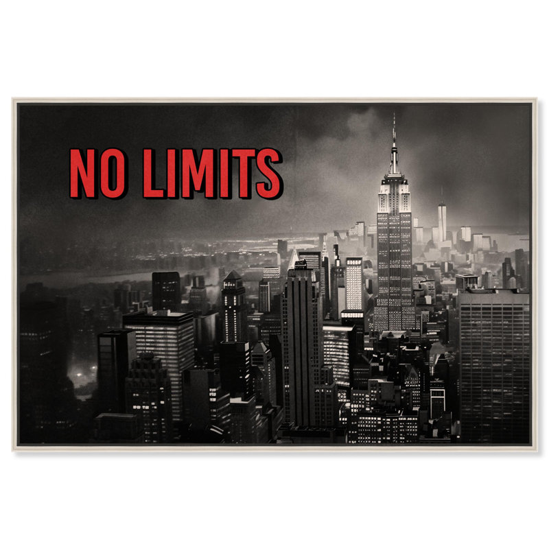 «No Limits City» par Art Remedy, H 11 po x l 16 po, Noir, Cadre flottant