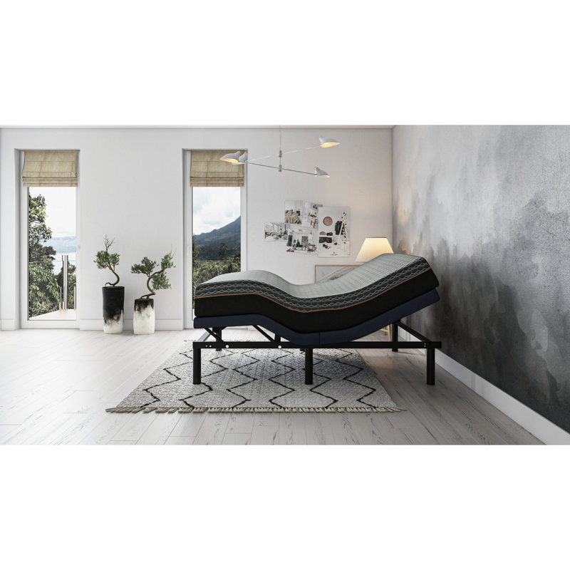 Queen Adjustable Bed Base With Head And Foot Position Modification Capacity, Wireless Remote, 2 Chargers, , 3 Preset Positions, Massage Feature, Led Lights, Emergency Battery Box, Legs Function,