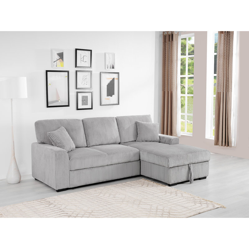 Canapé et méridienne Miska, Tissu gris pâle