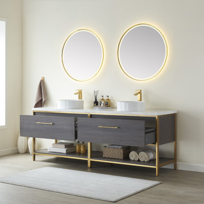 Ensemble de meuble-lavabo double 84 "avec miroir Murcia