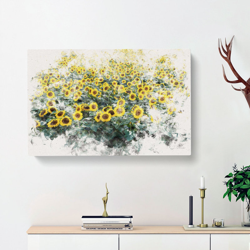 Field Of Yellow Sunflowers - Wrapped Canvas, 35cm H x 50cm W x 3cm D