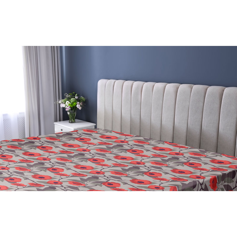 Drap-housse Ambesonne, Taupe chaud, corail foncé / floral, Drap-housse simple TG