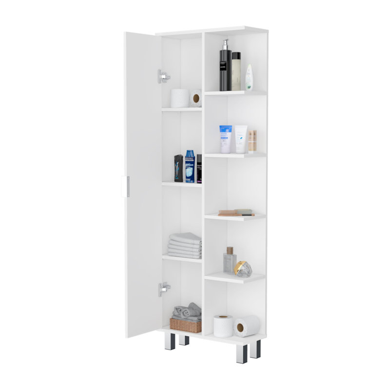 Armoire à linge blanche à 1 porte, Blanc, H 62,9 po x l 20,9 po x P 8,2 po