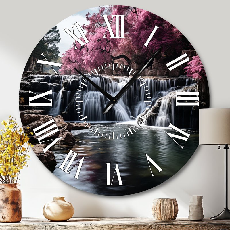 Horloge murale rose et grise, Grand
