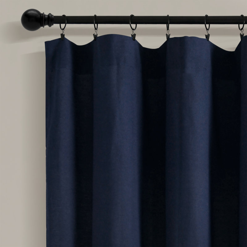 Ruya Cotton Blend Semi Sheer Curtain Single Panel, Navy
