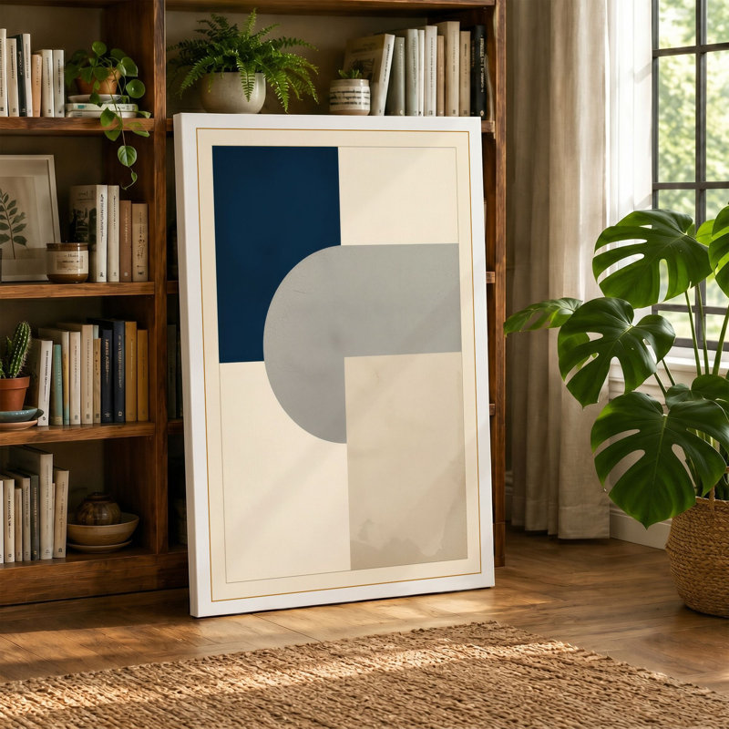 Geometric Harmony Minimalist - Wrapped Canvas, 36x24 - 91.4 x 61.0 cm, Black Border
