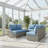 59.8 Width Outdoor Wicker Armless Sofa Set, 2-Piece Patio Loveseat With Plush Cushions And Modular Design